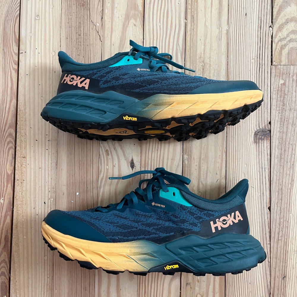 Hoka Speedgoat 5 GTX Womens 8.5 Teal Yellow Waterproof Trail Running Shoes - Picture 2 of 8